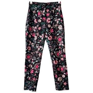 Julio Women’s Black Floral‎ Cropped Pants  Sz 6